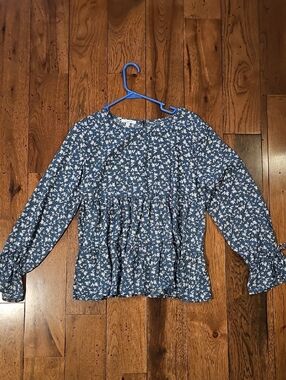 Maurices Blue Floral Peplum Blouse